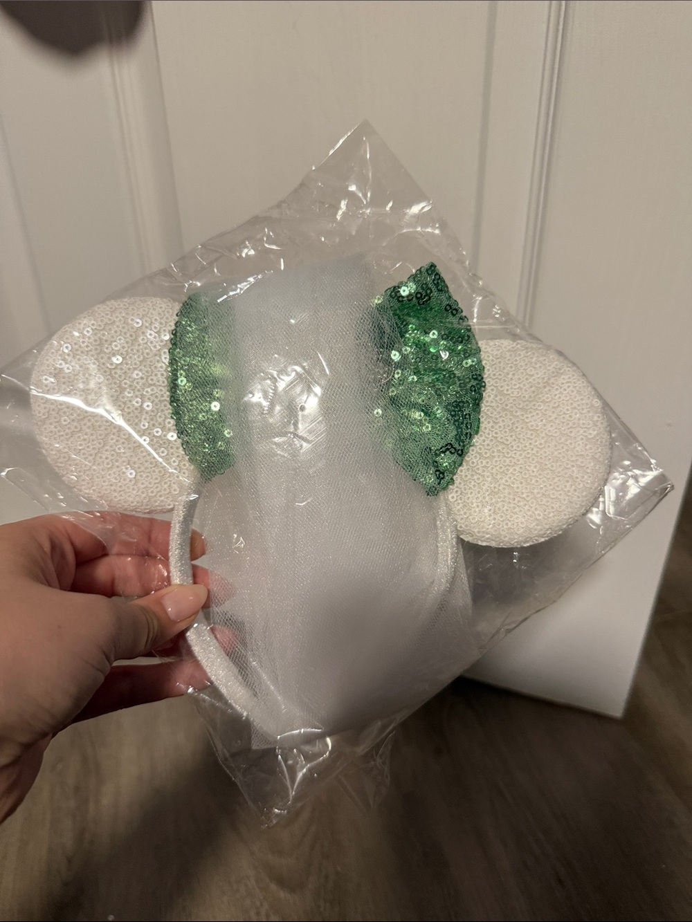 Sequin Mouse Ear Headband with Green Accents - Party Accessory